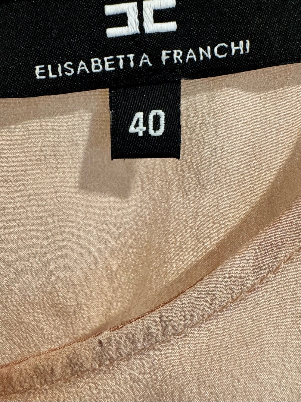 ELISABETTA FRANCHI | 100% Silk Blouse- Elegant Chic Luxury Neutral-Made In Italy - Picture 9 of 15